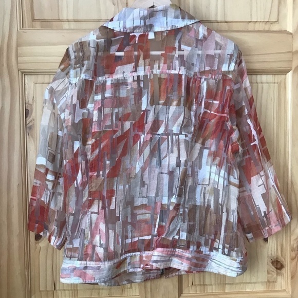 𝅺Coldwater Creek Classic Semi-Sheer Stained Glass Print Blazer Size 1X - Picture 9 of 11